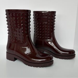 Valentino Rock Stud Burgundy Rainboots